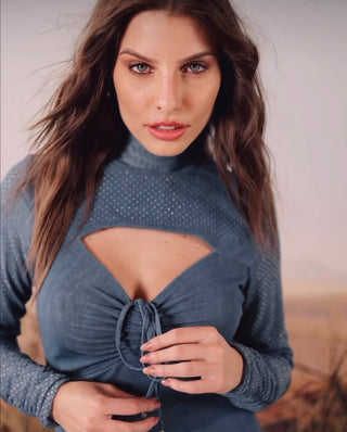 Blue Turtleneck Dress
