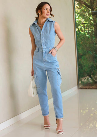 Denim One Piece With Pockets